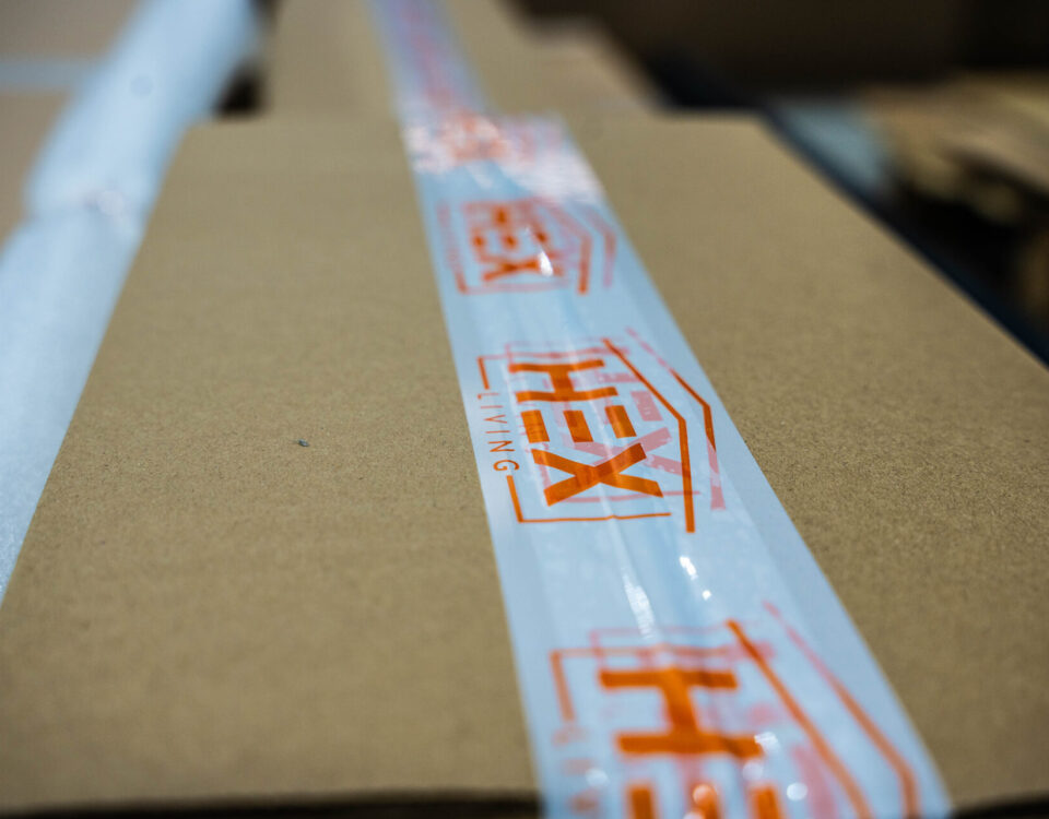 Package with HEX Living tape